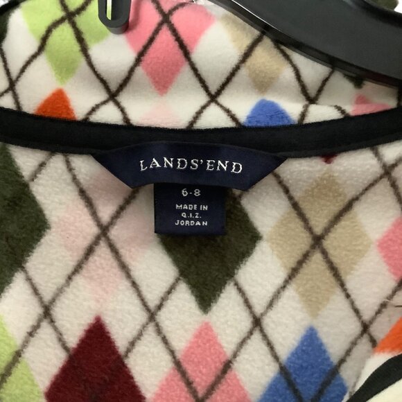 Lands' End ThermaCheck Fleece Argyle Pullover Sweatshirt Women Small 1/4 Zip - Picture 3 of 9